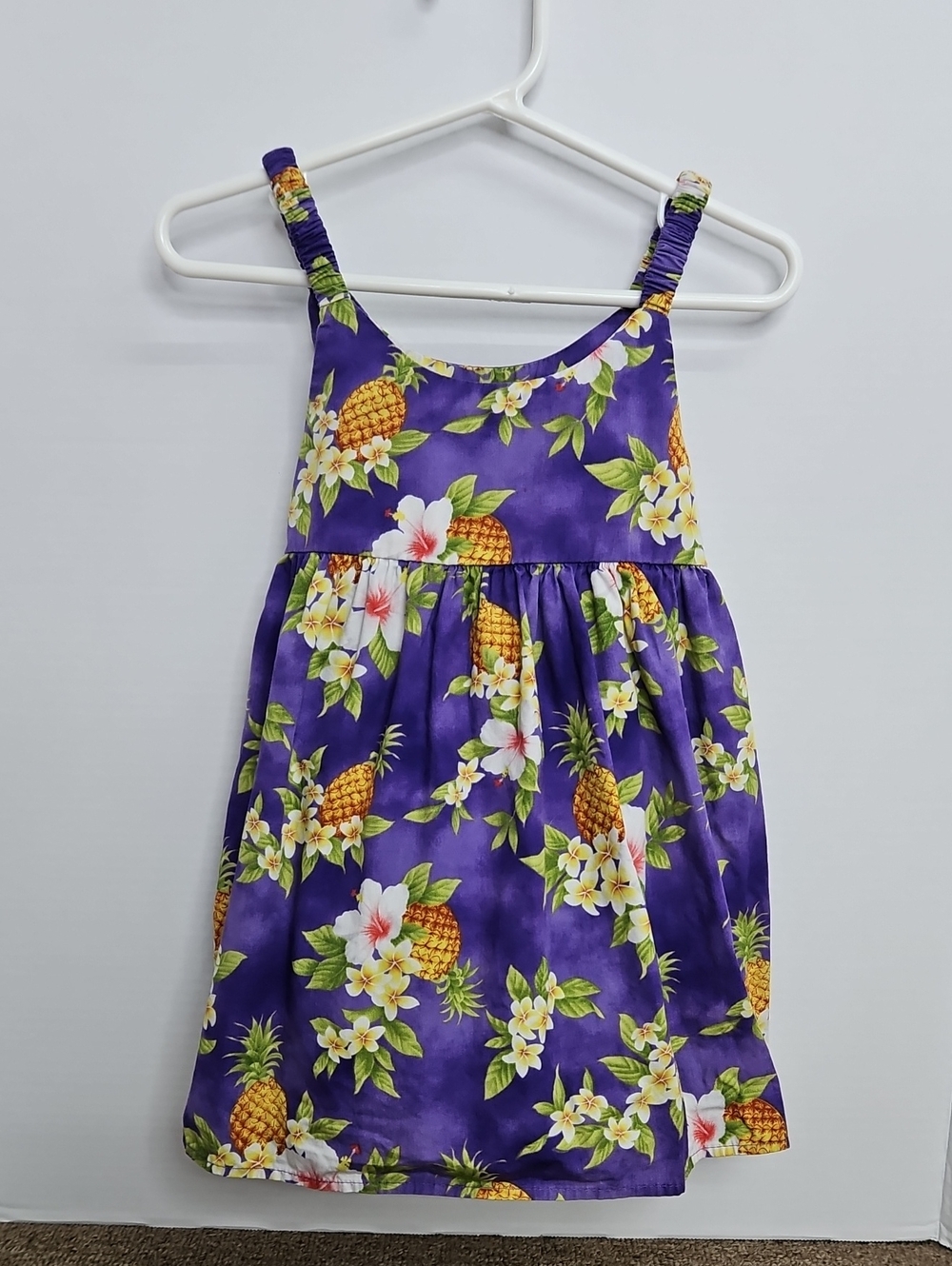 Vintage Hawaii Station Purple Floral Pineapple Dress Sz 1-2 Baby Girls